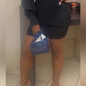 Navy small Telfar Shopping bag